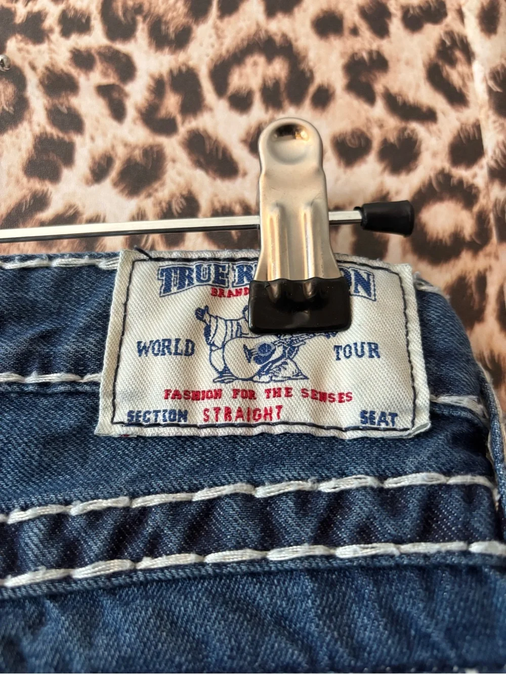 true religion Dark Blue Straight Leg Jeans with Contrast Pocket Stitching - Picture 3 of 5